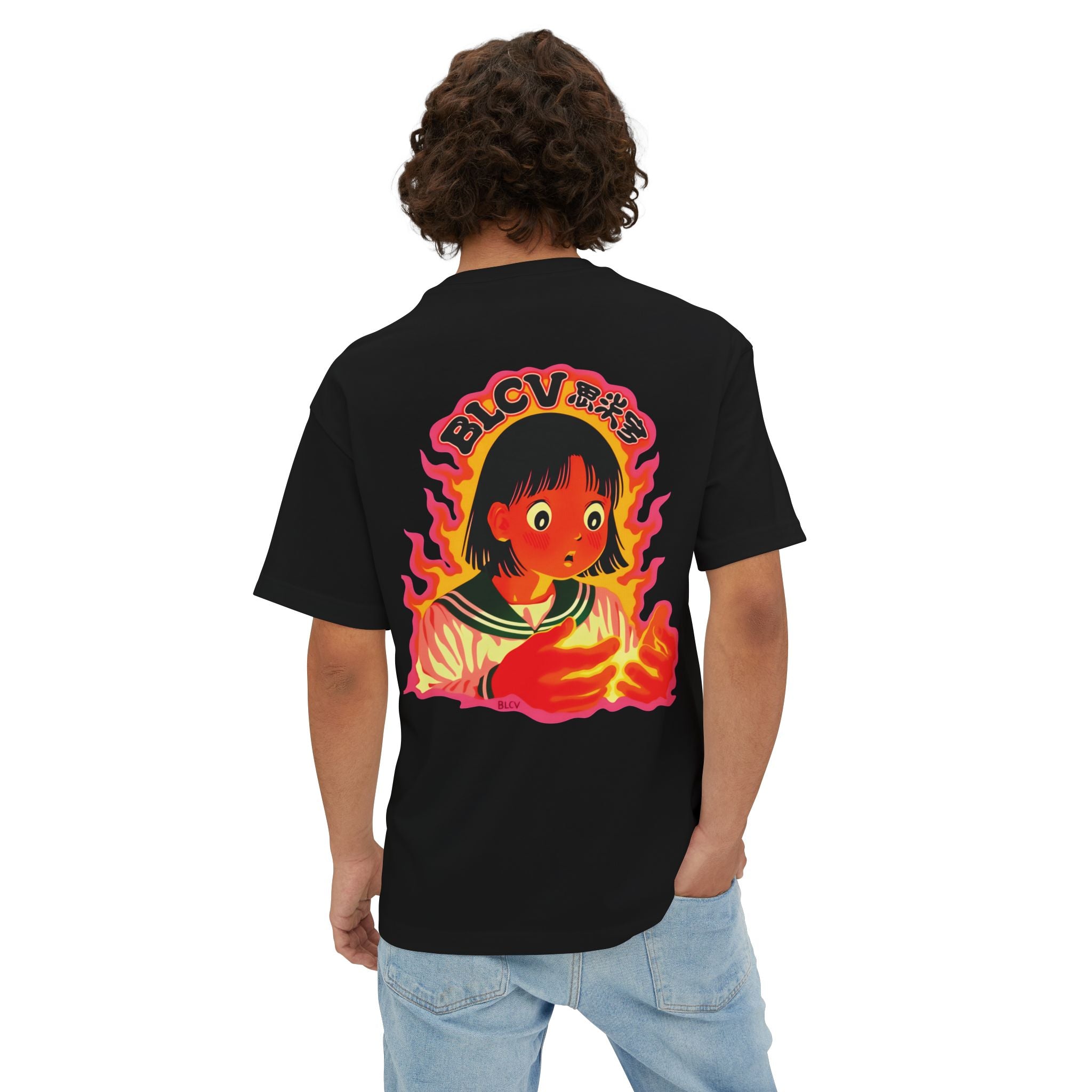 Flame Aura Oversized Tee (Black)